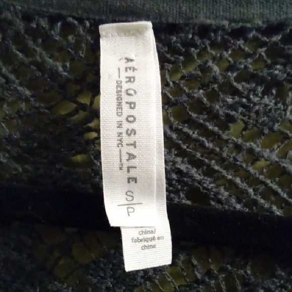 Womans S Aeropostale Blue Cardigan Sweater Open Front Lightweight OpenKnit VNeck - Picture 2 of 4